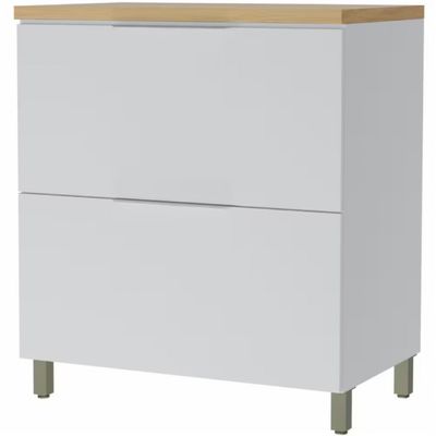Balcão Nesher Marquesa em MDF 15mm com 1 Porta, 1 Gaveta e 1 Prateleira - 80cm de largura Branco com Naturale