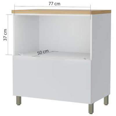 Balcão Nesher Marquesa em MDF 15mm com 1 Porta, 1 Gaveta e 1 Prateleira - 80cm de largura Branco com Naturale