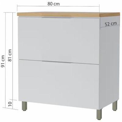 Balcão Nesher Marquesa em MDF 15mm com 1 Porta, 1 Gaveta e 1 Prateleira - 80cm de largura Branco com Naturale