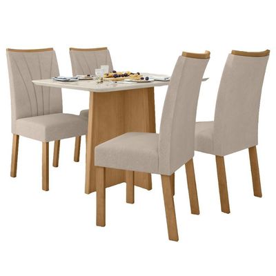Conjunto Mesa Jantar Celebrare C/ Vidro E 4 Cadeiras Apogeu