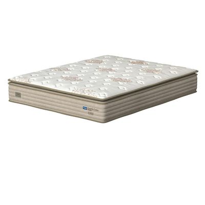 Cama Box Queen Size Probel Guarda Costas Vitality Revestida em Tecido Suede + Colchão com Pillow Super e Molas Ensacadas 30x158x188cm branco e Marfim
