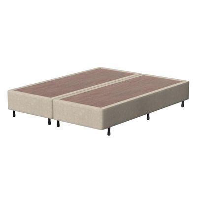 Cama Box Queen Size Probel Guarda Costas Vitality Revestida em Tecido Suede + Colchão com Pillow Super e Molas Ensacadas 30x158x188cm branco e Marfim