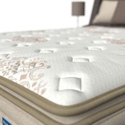Cama Box Queen Size Probel Guarda Costas Vitality Revestida em Tecido Suede + Colchão com Pillow Super e Molas Ensacadas 30x158x188cm branco e Marfim