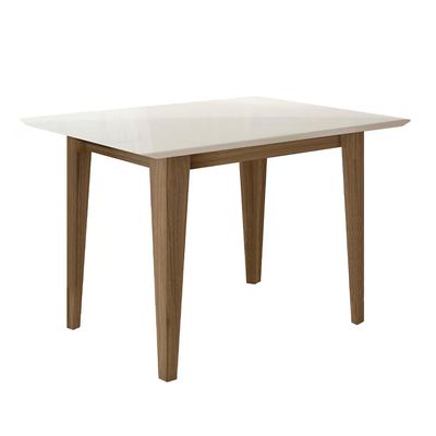Mesa de Jantar Kate 4 Cadeiras Estofadas e Revestidas Tecido Suede Poliman Móveis Carvalho/Branco/Off White