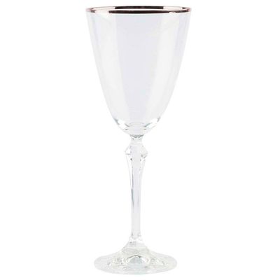 Conjunto de 6 Taças para Água Bohemia Silver Rim 350ml Transparente