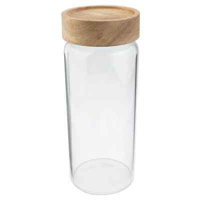 Porta Mantimento em Vidro Borossilicato e Tampa em Madeira Dynasty 800ml Transparente