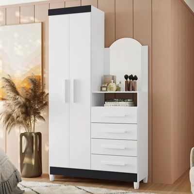 Cômoda Palumóveis New Capri com 2 Portas e 4 Gavetas 103cm de Largura Branco/Quadriflex