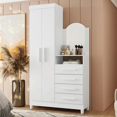 Cômoda Palumóveis New Capri com 2 Portas e 4 Gavetas 103cm de Largura Branco/Quadriflex