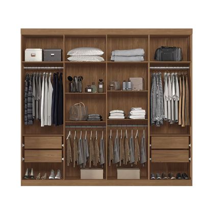 Guarda-Roupa Casal Master New com 8 Portas 4 Gavetas e 10 Prateleiras 238,8cm de largura Santos Andirá Jatobá