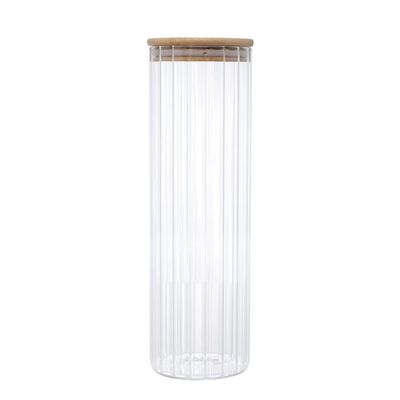 Porta Mantimento Vidro Borossilicato Tampa Bambu Wolff 1,3L Transparente