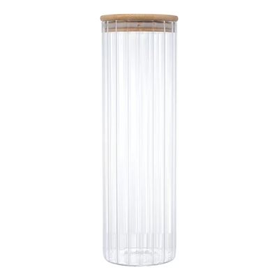 Porta Mantimento Vidro Borossilicato Tampa Bambu Wolff 1,3L Transparente
