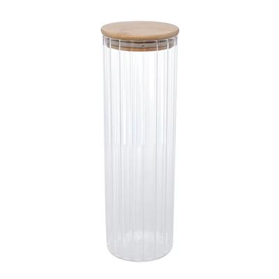 Porta Mantimento Vidro Borossilicato Tampa Bambu Wolff 1,3L Transparente