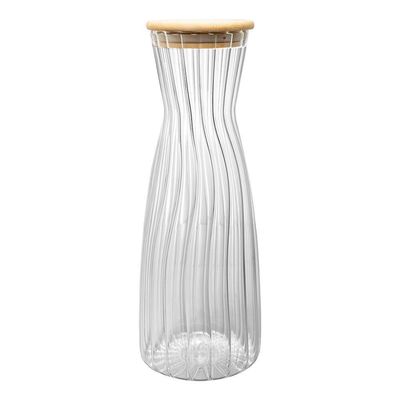 Garrafa de Vidro Borossilicato Wolff 1,6L com Tampa de Bambu Vedação Hermética Transparente