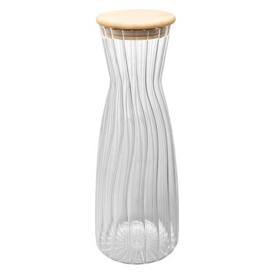 Garrafa de Vidro Borossilicato Wolff 1,6L com Tampa de Bambu Vedação Hermética Transparente