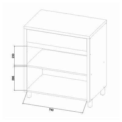 Balcão Nesher Condessa com 2 Portas, 1 Gaveta e 1 Prateleira 80cm de Largura Carvalho/Greige