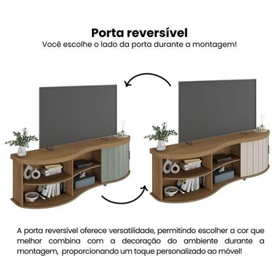 Rack Magnum para Tvs de até 75 com 180cm de Largura Artely Carvalho com Menta
