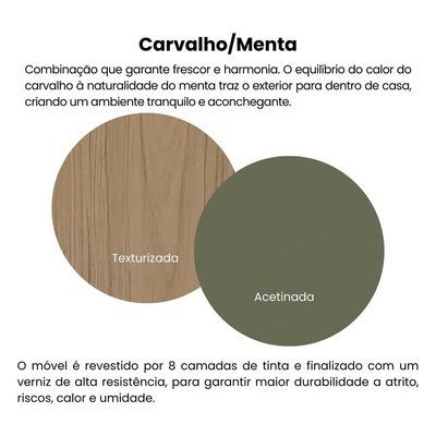 Rack Magnum para Tvs de até 75 com 180cm de Largura Artely Carvalho com Menta