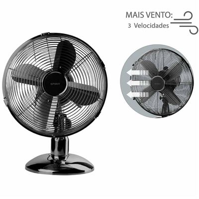 Ventilador de Mesa 40cm Spirit Retro com 3 Velocidades e Função Oscilação Chumbo Metálico / 110V