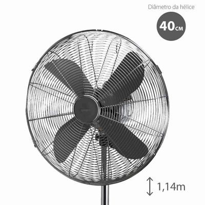 Ventilador de Coluna 40cm Spirit Retro com 3 Velocidades e Função Oscilação Chumbo Metálico / 220V