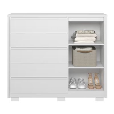 Cômoda Sapateira Palumoveis Duetto com 5 Gavetas e 1 Porta Branco