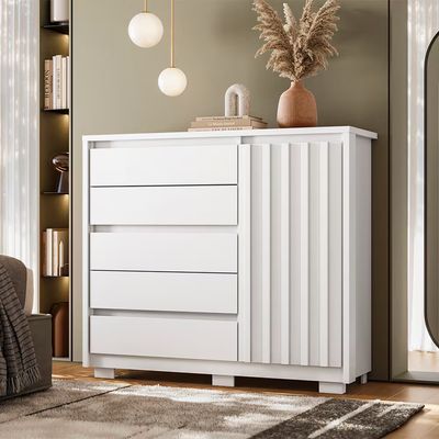 Cômoda Sapateira Palumoveis Duetto com 5 Gavetas e 1 Porta Branco