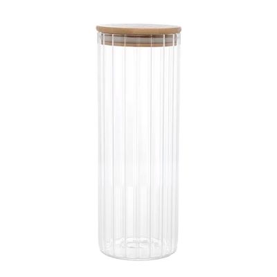 Porta Mantimento Vidro Borossilicato Tampa Bambu Wolff 1,1L Transparente