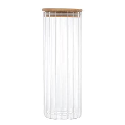 Porta Mantimento Vidro Borossilicato Tampa Bambu Wolff 1,1L Transparente