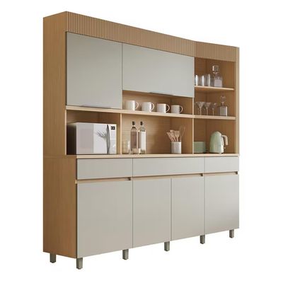Cozinha Compacta Realeza com 5 Portas 2 Gavetas e 2 Prateleiras 220cm de largura Nesher Bege