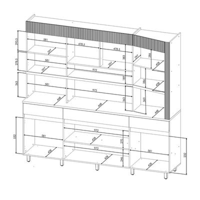 Cozinha Compacta Realeza com 5 Portas 2 Gavetas e 2 Prateleiras 220cm de largura Nesher Bege