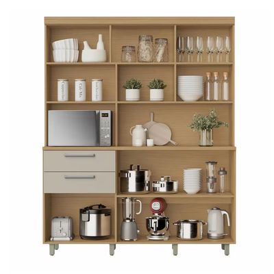 Cozinha Compacta Nobreza com 5 Portas 2 Gavetas e 2 Prateleiras 160cm Nesher Bege