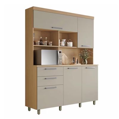 Cozinha Compacta Nobreza com 5 Portas 2 Gavetas e 2 Prateleiras 160cm Nesher Bege