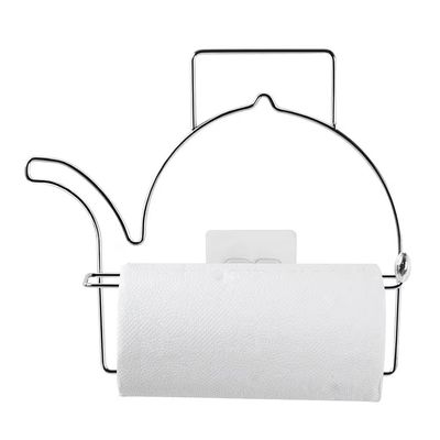 Porta Papel Toalha Chaleira Preto de Parede com Adesivo Visual Decorativo Prateleira Moderna Utimil Cromado