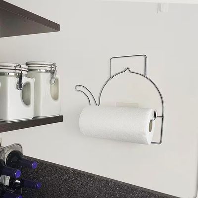 Porta Papel Toalha Chaleira Preto de Parede com Adesivo Visual Decorativo Prateleira Moderna Utimil Cromado