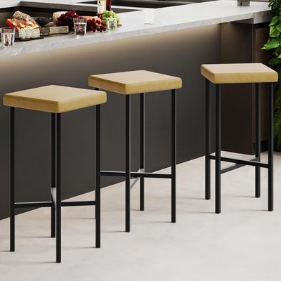 Kit 02 Banquetas Alta Bar Cozinha Sala De Jantar Preto Stella L02 Couríssimo Fendi - Lyam Decor