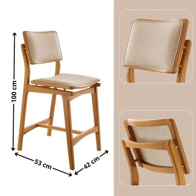 Conjunto Com 2 Banquetas Eva Moderna Linho Off Imbuia Natural