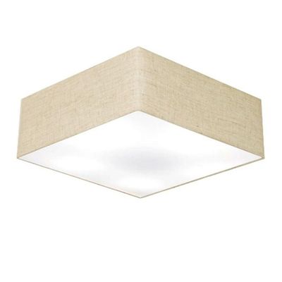 Plafon Quadrado Md-3002 Cúpula Em Tecido 15/50x50cm Rústico Bege - Bivolt
