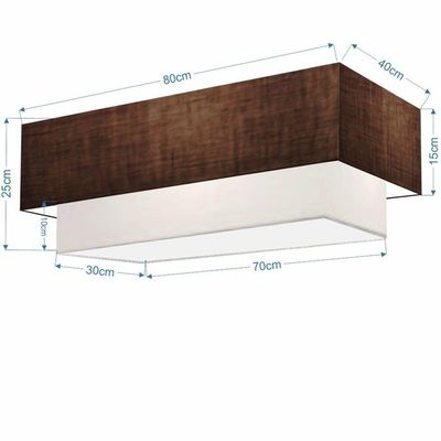 Plafon Duplo Retangular Vivare Md-3071 Cúpula Em Tecido Bivolt Café-branco 127/220v