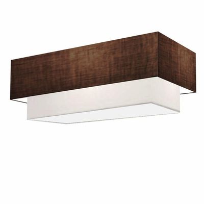 Plafon Duplo Retangular Vivare Md-3071 Cúpula Em Tecido Bivolt Café-branco 127/220v