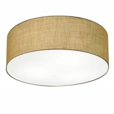 Plafon Cilíndrico Vivare Md-3049 Cúpula Em Tecido 70x15cm - Bivolt Palha 127/220v