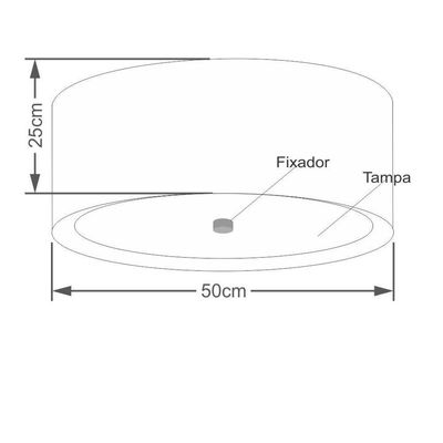 Plafon Cilíndrico Md-3161 Cúpula Em Duplo Tecido 50x25cm Branco - Bivolt