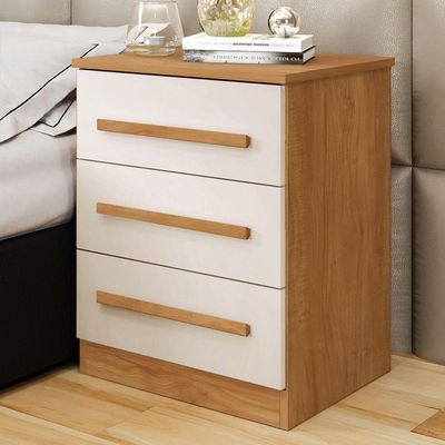 Mesa De Cabeceira Perça 3 Gavetas - Benetil Cinamomo Off