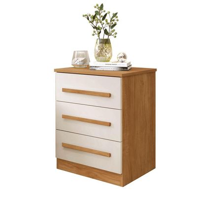 Mesa De Cabeceira Perça 3 Gavetas - Benetil Cinamomo Off