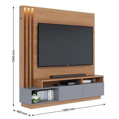 Estante Home Theater Humaitá Freijó Cinza Fosco Para Tv De 75 - Colibri Freijó Cinza