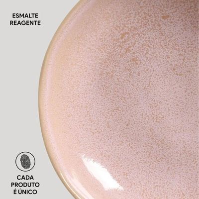 Jogo 4 Pratos Fundos Cerâmica 830ml Bio Litchi Rosa Porto Br