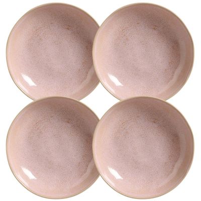 Jogo 4 Pratos Fundos Cerâmica 830ml Bio Litchi Rosa Porto Br