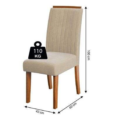 Conjunto Mesa De Jantar 4 Cadeiras Grécia Tampo De Vidro 1,36m - Dobuê- Madeirado / Bege