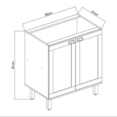 Balcão De Cozinha Genialflex Iluminata 80cm Sem Tampo Br Az