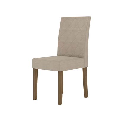 Mesa de Jantar Kate 4 Cadeiras Estofadas e Revestidas Tecido Suede Poliman Móveis Carvalho/Branco/Off White