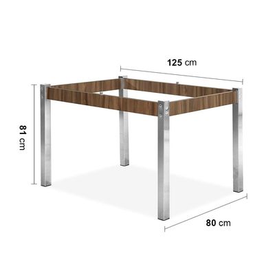 Mesa de Jantar Aço Nobre Cláudia com Tampo Kanon e 4 Cadeiras Bege e Nogal