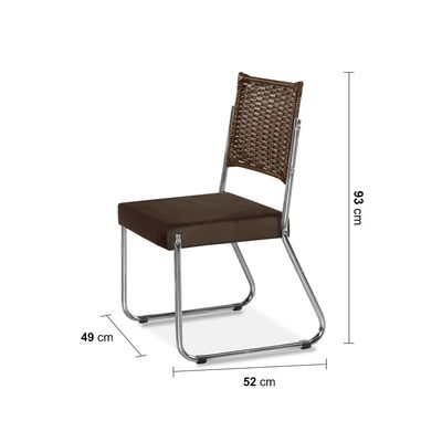 Mesa de Jantar Aço Nobre Cláudia com Tampo Kanon e 4 Cadeiras Chocolate/Preto/Marrom